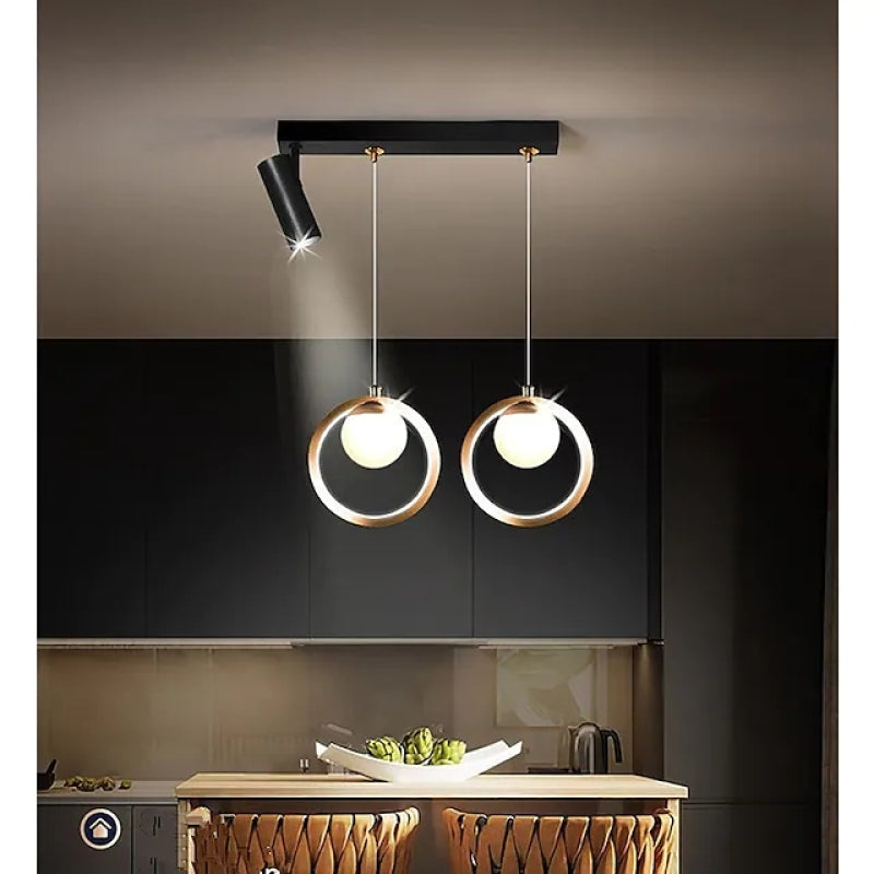 Arisha Suspension Anneau Moderne, Métal/Verre/Gel de Silice, Noir Or, Salon - Neutralighting
