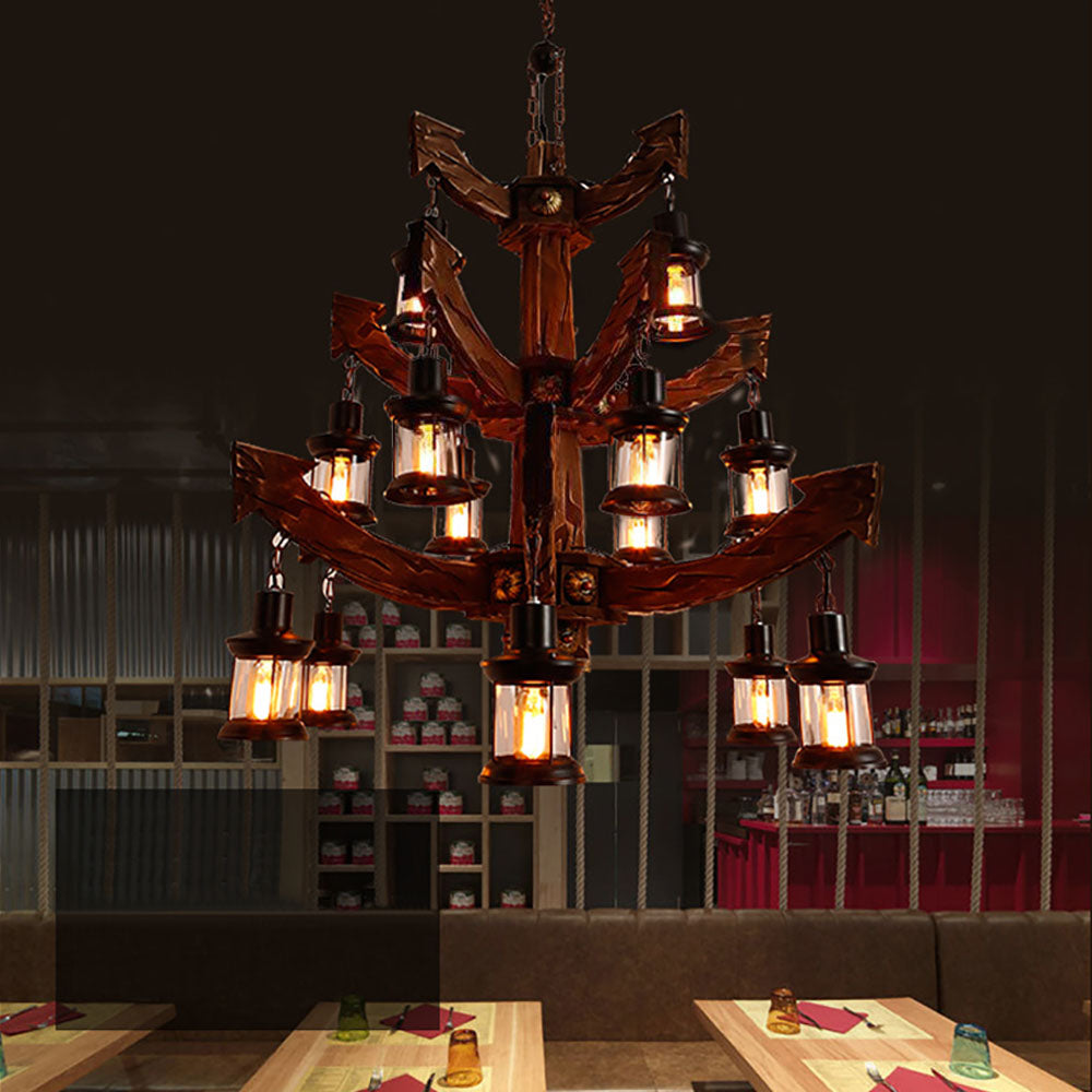 Epoch Lustre Vintage, Metal/Bois, Marron, Salon