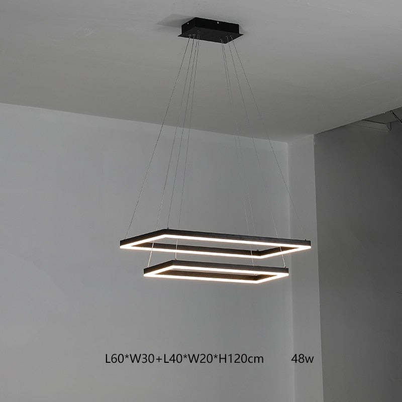 Arisha Suspension Rectangulaire Nordique, Métal/Acrylique, Noir, Chambre à Coucher/Salon - Neutralighting