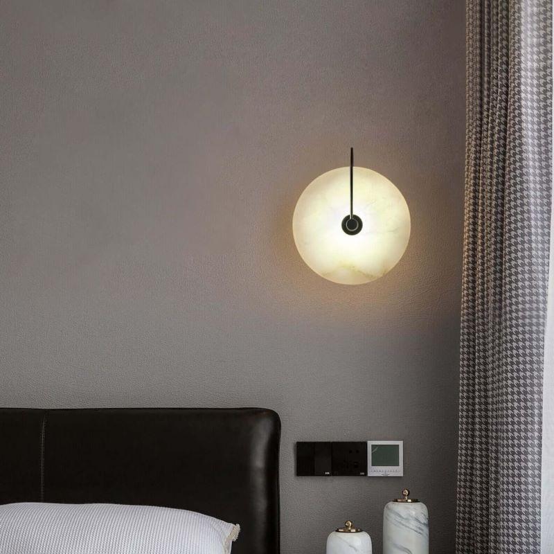 Arisha Applique Murale Ronde Moderne Nordique, Marbre, Noir/Or, Chambre à Coucher/Salon - Neutralighting