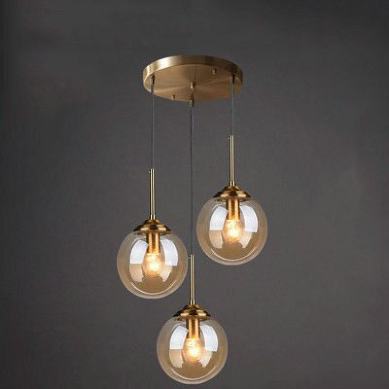 Narell Luminaires Suspension Verre Transparent Ambre