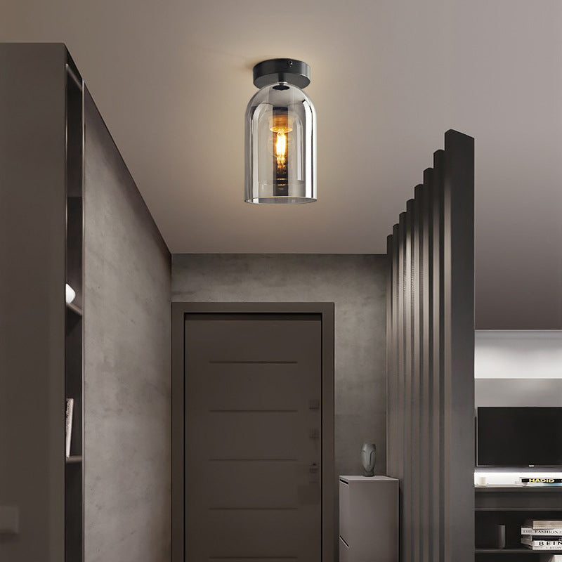 Arisha Plafonnier Cylindre Moderne, Cuivre/Verre, Cognac/Gris Fumé, Salon - Neutralighting