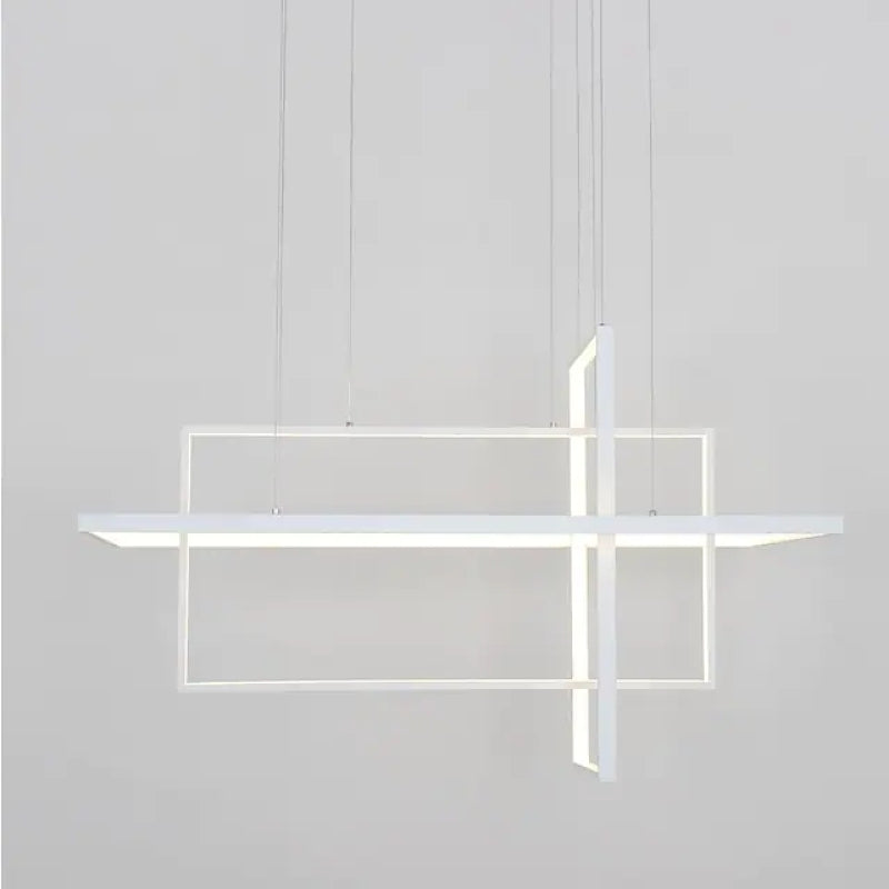 Arisha Lustre Rectangulaire Moderne, Métal/Gel de Silice, Noir/Blanc, Salon - Neutralighting