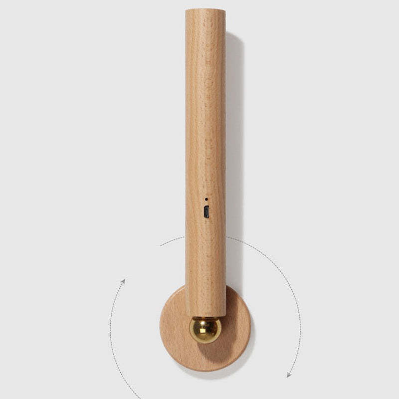 Muto Applique Murale Cylindrique Minimaliste, Bois, Métal/Bois, Chambre - Neutralighting
