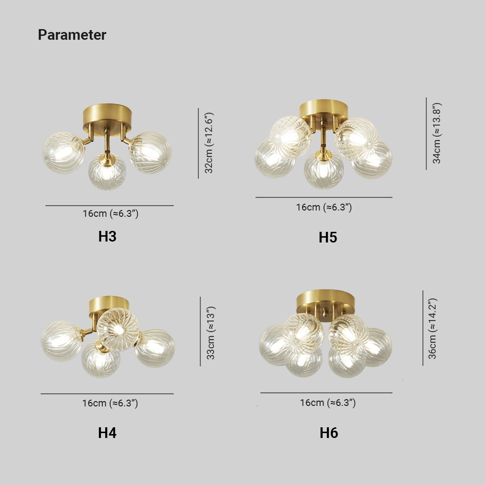 Valentina Plafonnier Boule Verre Transparent Vintage, Chambre - Neutralighting