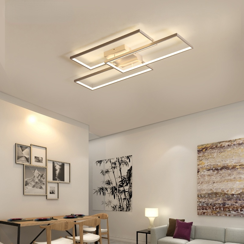 Arisha Plafonnier Carré/Rectangle/Rond Moderne, Métal/Acrylique, Noir/Blanc, Salon - Neutralighting