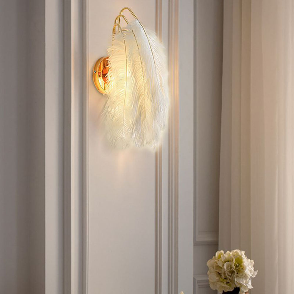 O'Moore Applique Murale Design LED Plume Moderne Métal Plume Blanc Chambre à Coucher/Salon - Neutralighting