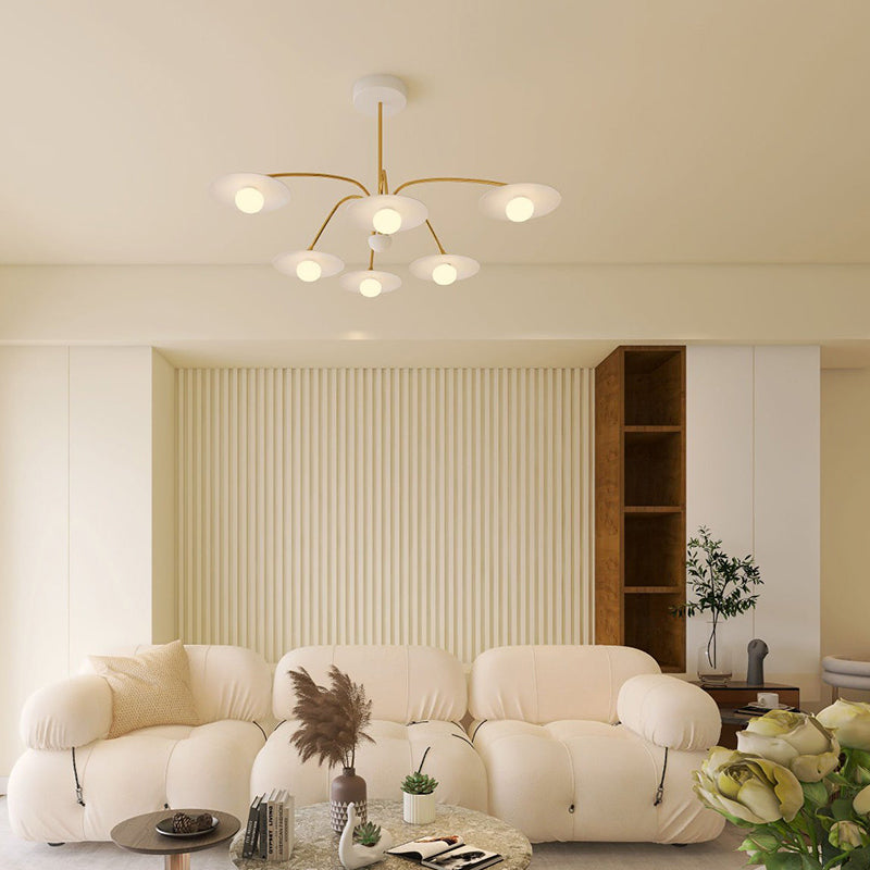 Arisha Suspension Fleur Art Déco, Métal/Verre, Blanc, Salon - Neutralighting