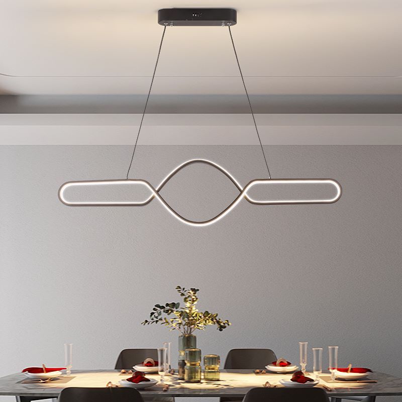 Arisha Suspension LED Linéaire, Métal/Gel de Silice, Noir/Or, Salle à Manger - Neutralighting