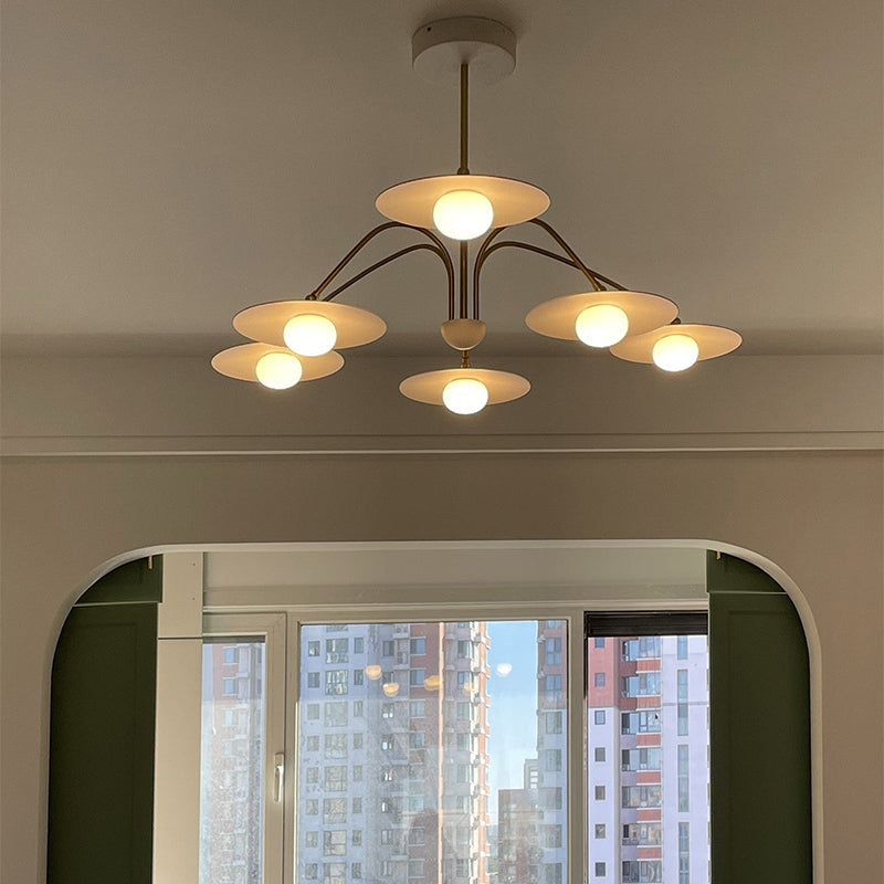 Arisha Suspension Fleur Art Déco, Métal/Verre, Blanc, Salon - Neutralighting
