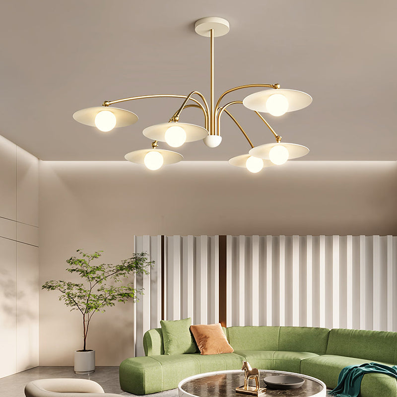 Arisha Suspension Fleur Art Déco, Métal/Verre, Blanc, Salon - Neutralighting