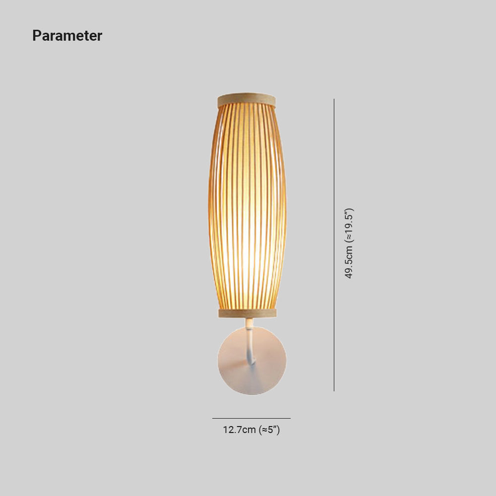 Ritta Applique Murale Intérieur Cylindre Vintage LED Bambou Marron Salon/Chambre - Neutralighting