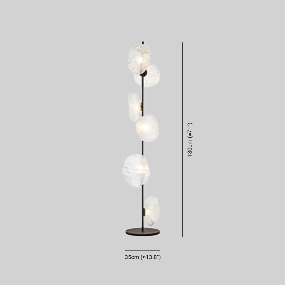 Avi Design Lampadaire Fleur Nordique Métal/Verre Noir/Or/Gris Chambre/Salon