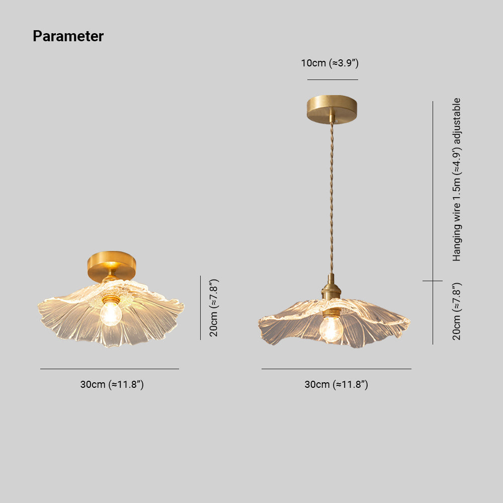 Arisha Suspension Dôme Vintage, Cuivre/Verre, Transparent/Vert, Chambre à Coucher/Salon - Neutralighting