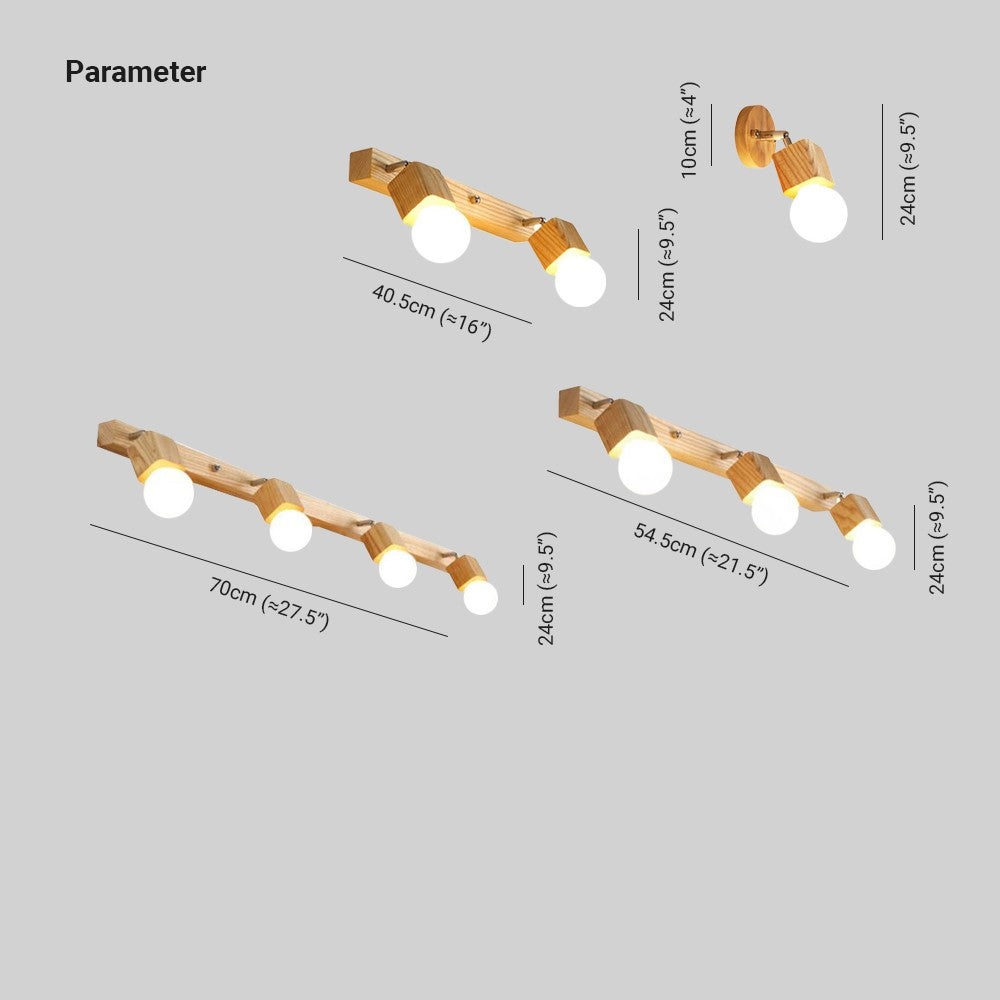 Winna Applique Murale LED Carrée Globe Réglable Naturelle Métal/Bois - Neutralighting