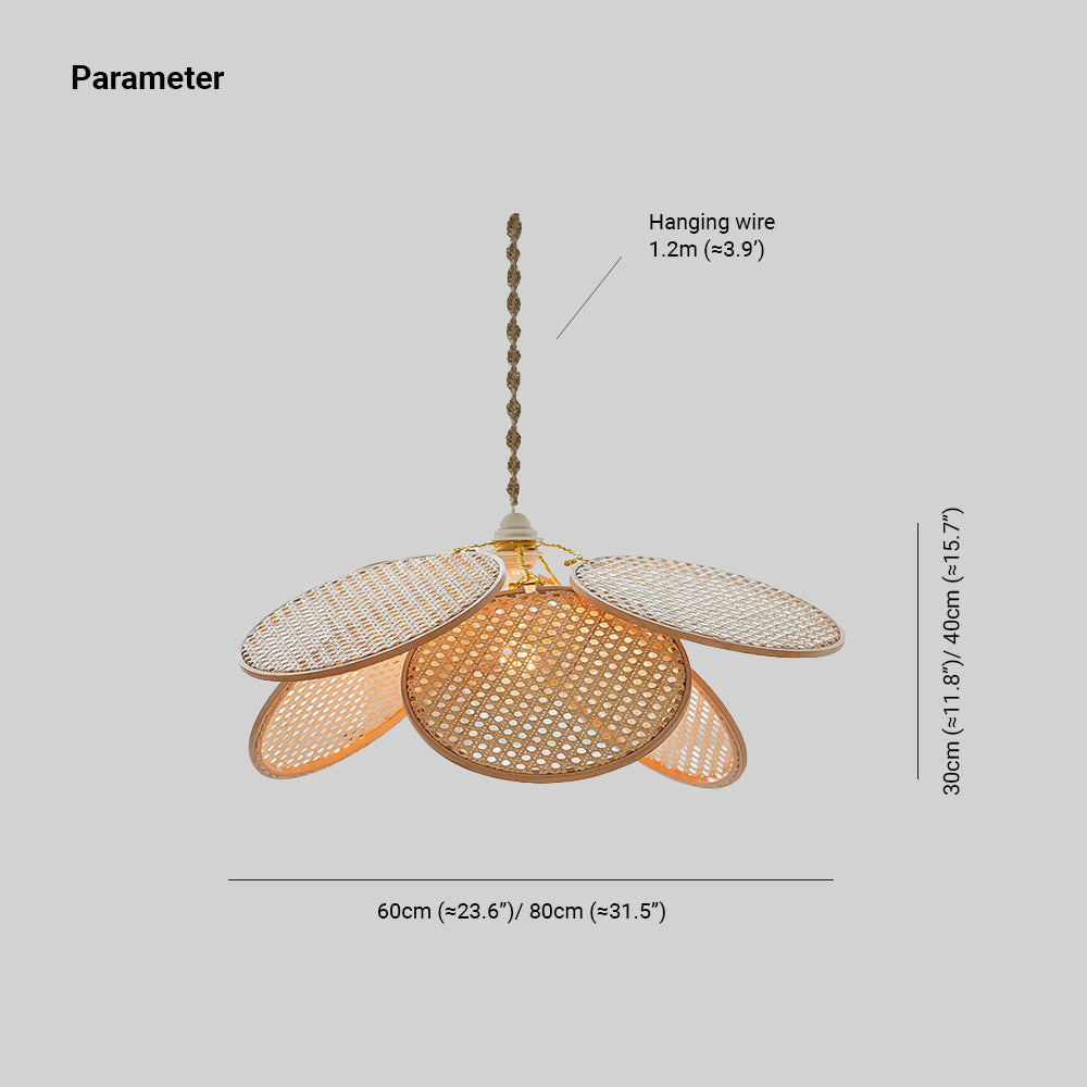 Ritta Suspension Petale Naturelle, Metal/Rotin, Bois, Chambre à Coucher - Neutralighting