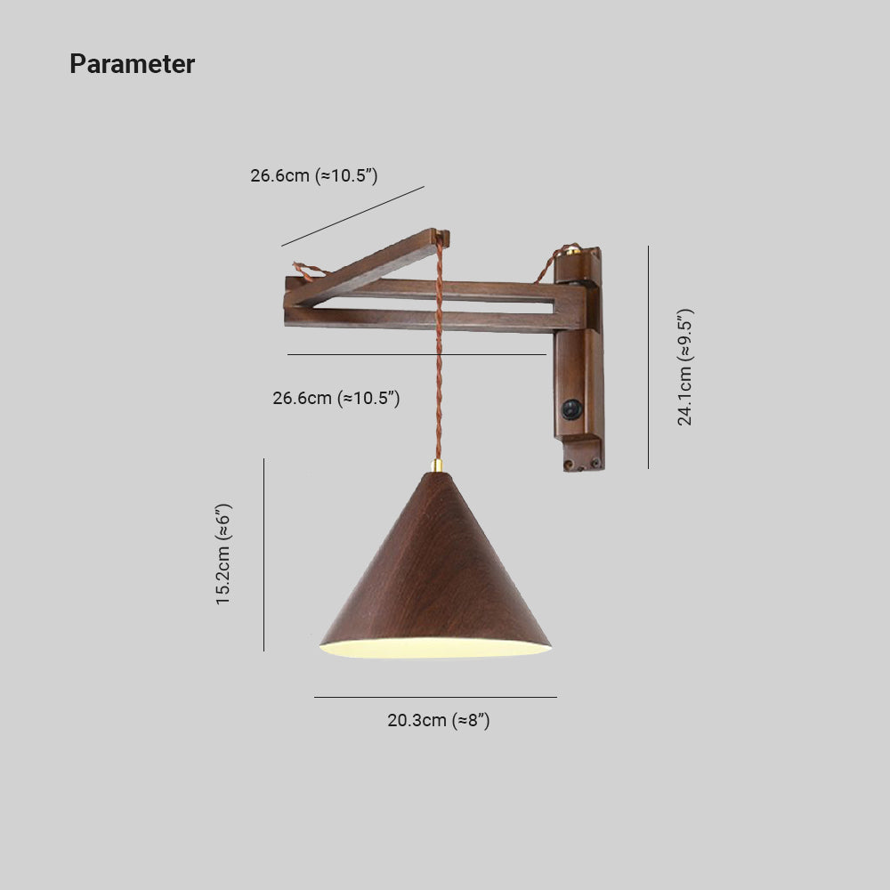 Muto Design Applique Murale Conique Vintage LED Bois Noyer/Bois Chambre - Neutralighting