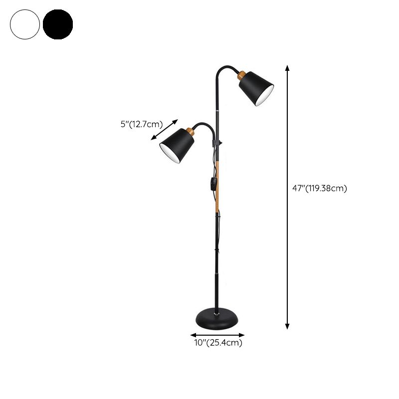 Tiffany Lampadaire Cylindre Moderne, Métal, Noir/Blanc, Salon