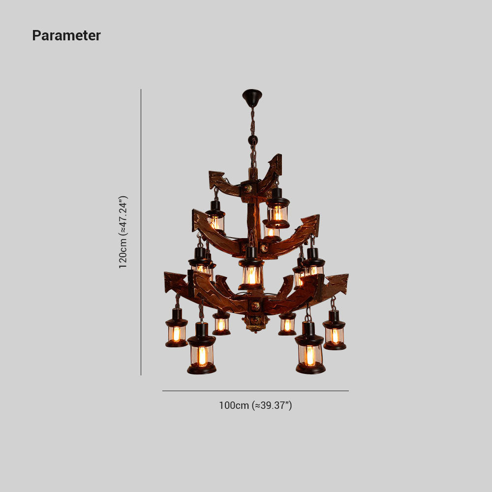 Epoch Lustre Vintage, Metal/Bois, Marron, Salon