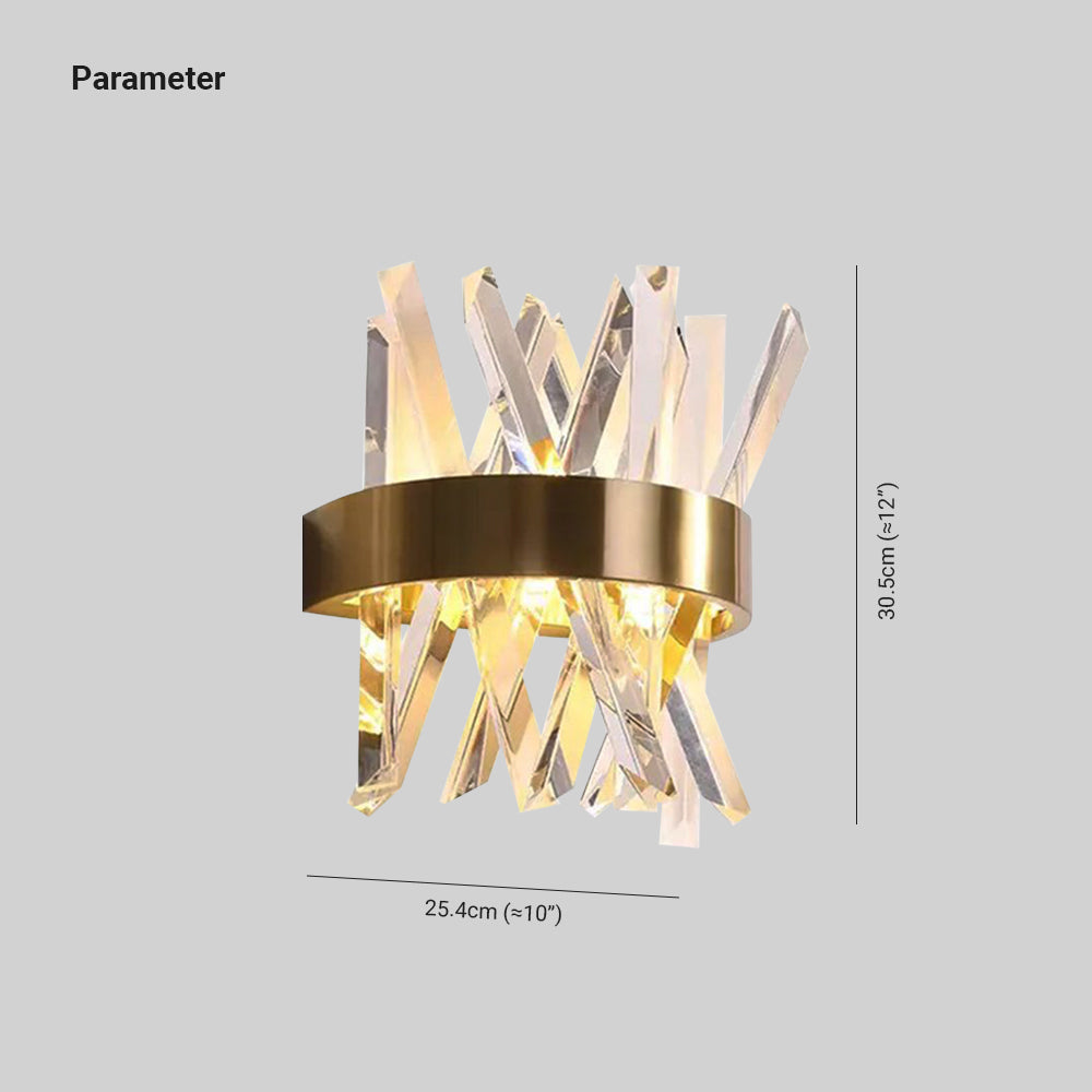 Kristy Applique Murale Luxueux LED Moderne Métal Cristal Or Chambre à Coucher/Salon - Neutralighting