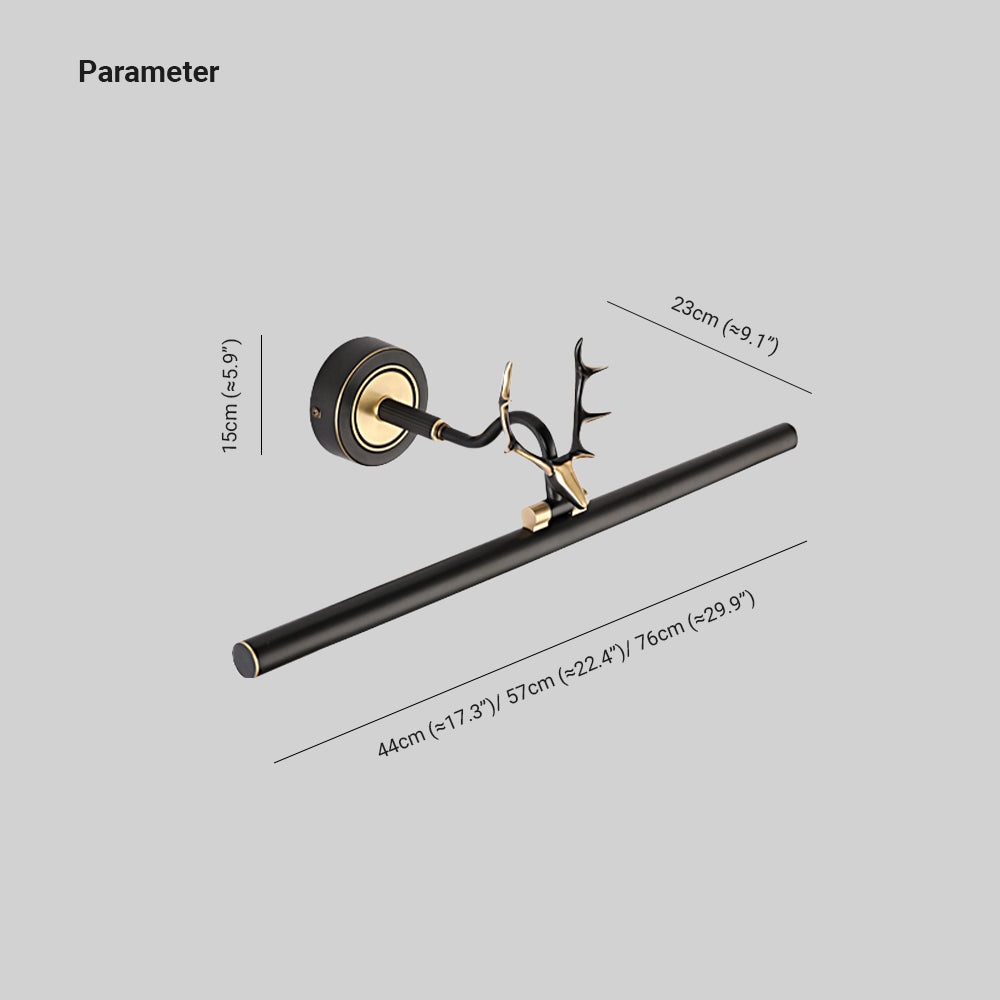 Arisha Design Italien LED Applique Murale Cerf Métal et Acrylique Noir Chambre/Salle de Bain - Neutralighting