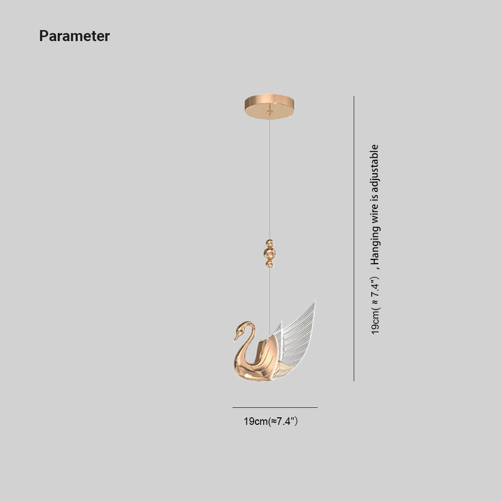 Arisha Design Luminaires Suspensions Cygne Moderne LED Métal/Acrylique Doré Rosé Salon - Neutralighting
