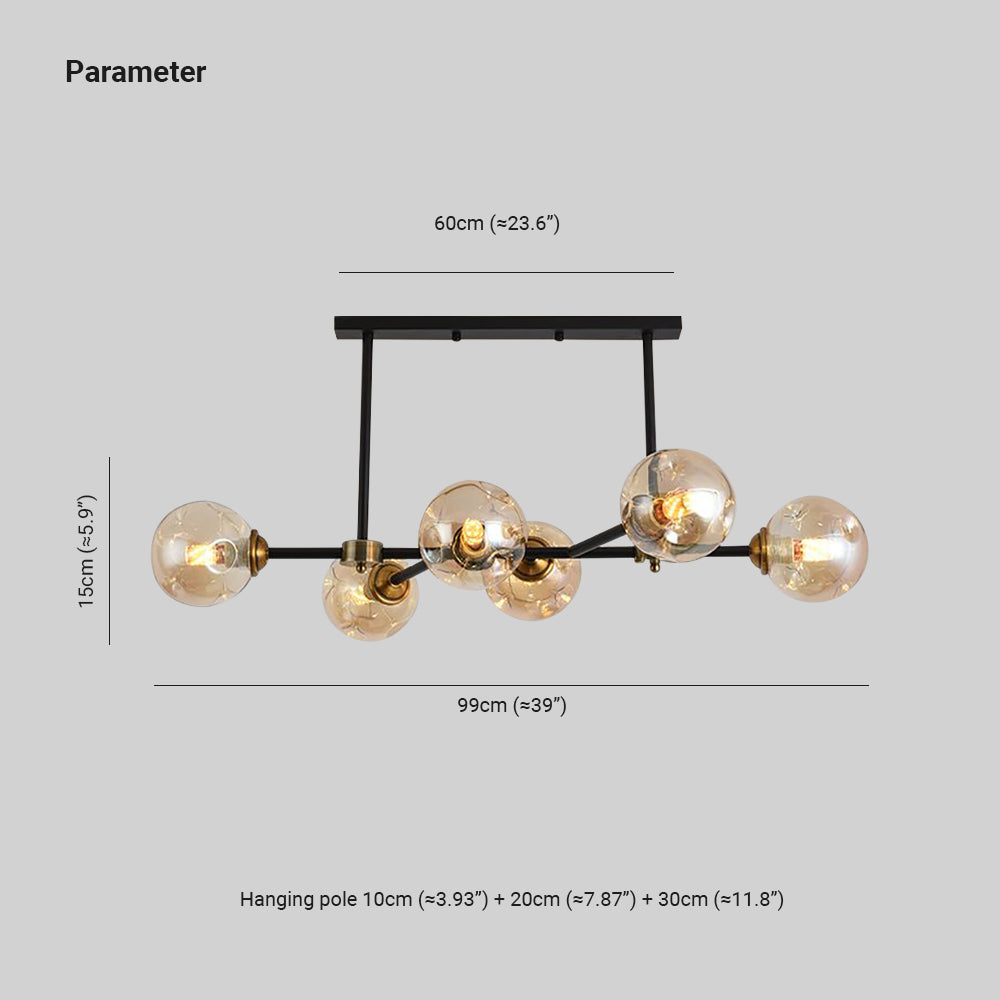 Valentina Moderne LED Suspension Noir Métal Verre Salon Chambre à Coucher - Neutralighting