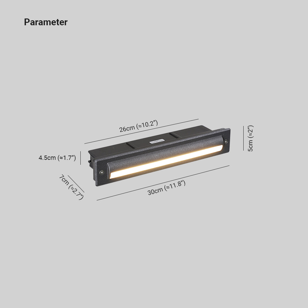 Ray Éclairage Escalier Extérieur Rectangulaire Simple, Métal/Acrylique, Noir, Escalier - Neutralighting