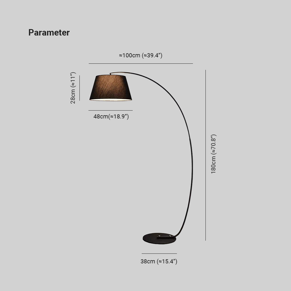 Mira Lampadaire Arche Moderne, Tissu/Métal, Noir, Salon/Chambre - Neutralighting
