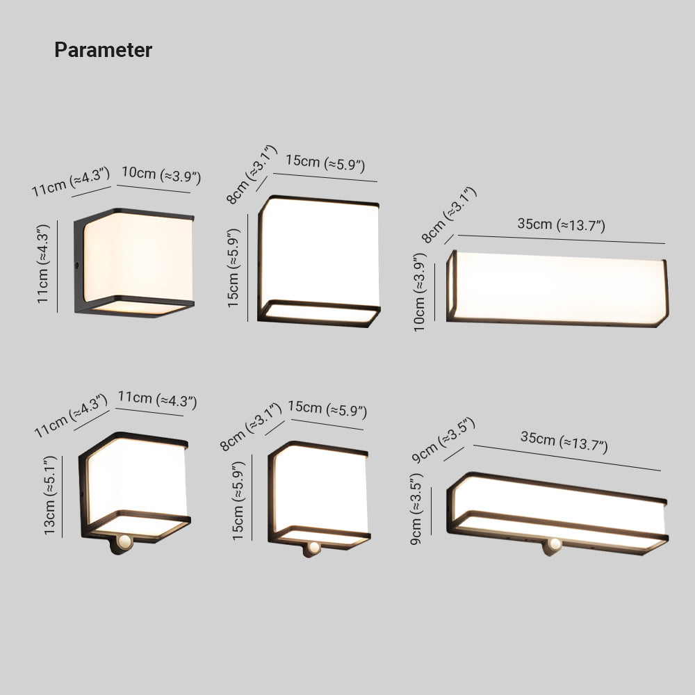Ray Applique Minimaliste Rectangulaire Moderne, Câble/Solaire, Acrylique, Noir/Blanc, Jardin
