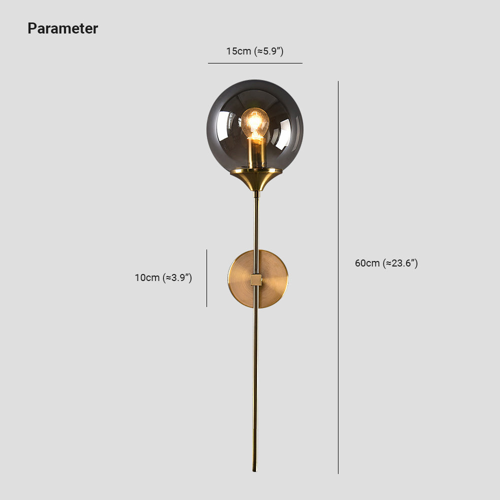 Valentina Applique Globe Murale Moderne, Métal/Verre, Gris/Ambre/Transparent/Blanc, Salle à Manger - Neutralighting