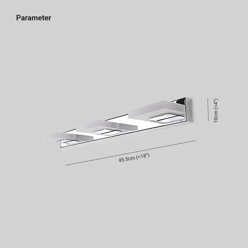 Arisha Design LED Applique Murale Miroir Carré Moderne Métal/Acrylique Argent Salle de Bain - Neutralighting