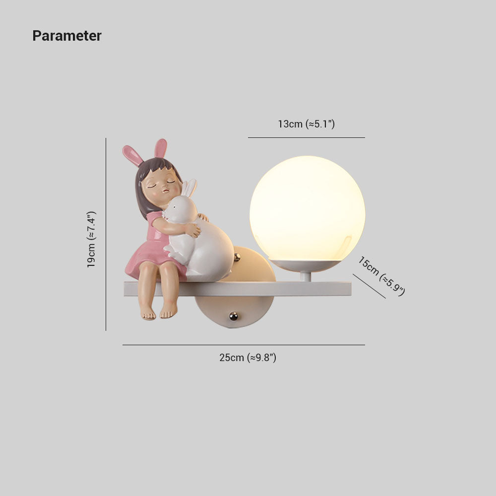 Aria Applique Murale Boule Moderne, Métal/Verre, Rose/Blanc, Chambre d'enfants - Neutralighting