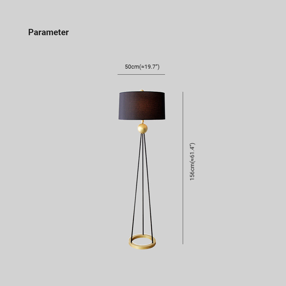 Mira Design Lampadaire Tripod Simple Tissu/Métal Noir Salon/Bureau