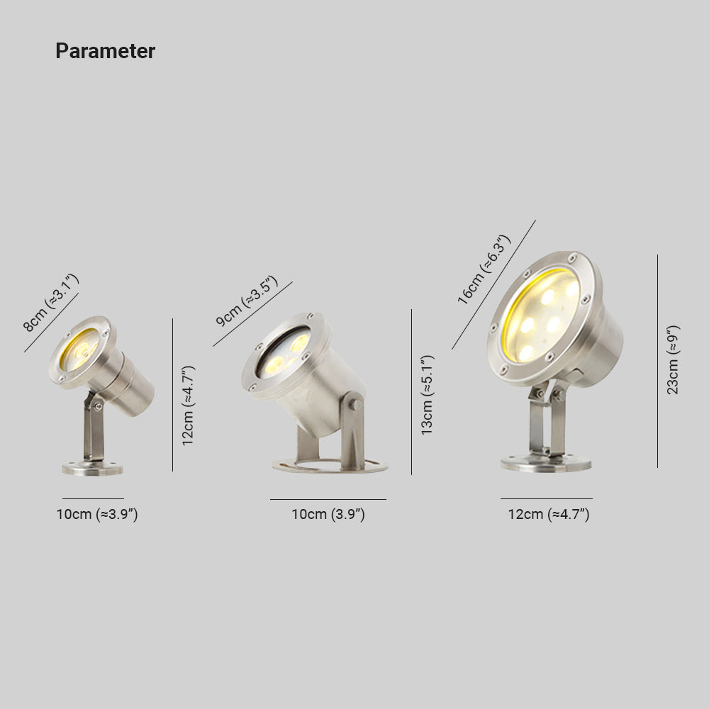Ray Spot de Bassin Cylindre Moderne, Métal/Verre, Argent, Jardin - Neutralighting