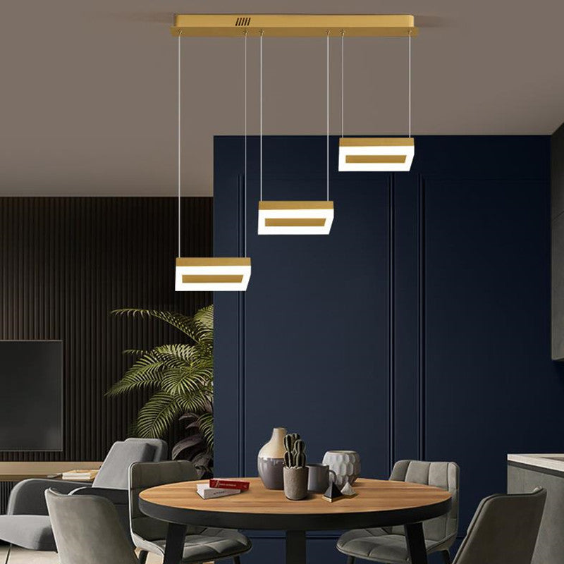 Arisha Suspension Rectangulaire Moderne, Metal/Acrylique, Or, Bureau - Neutralighting