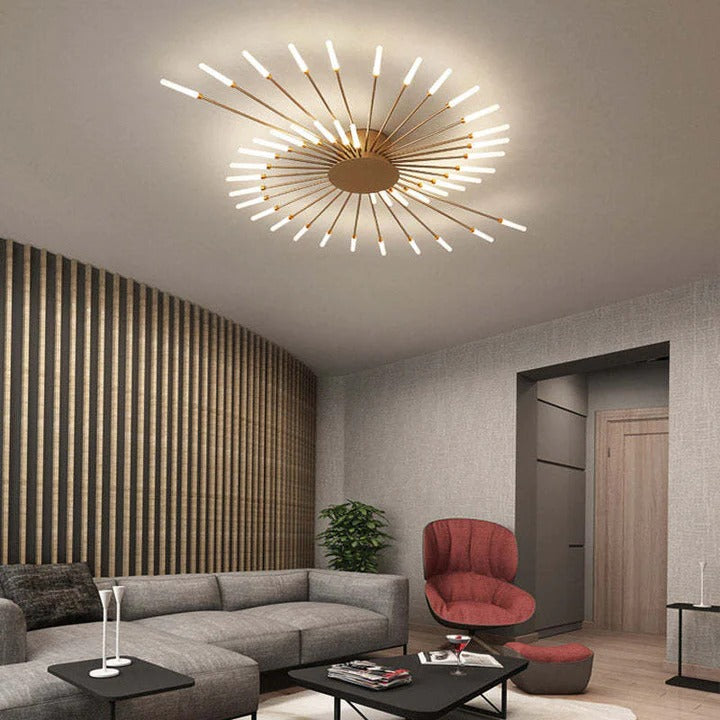 Wesley Plafonnier Fireworks Design Artistique Noir/Doré - Neutralighting