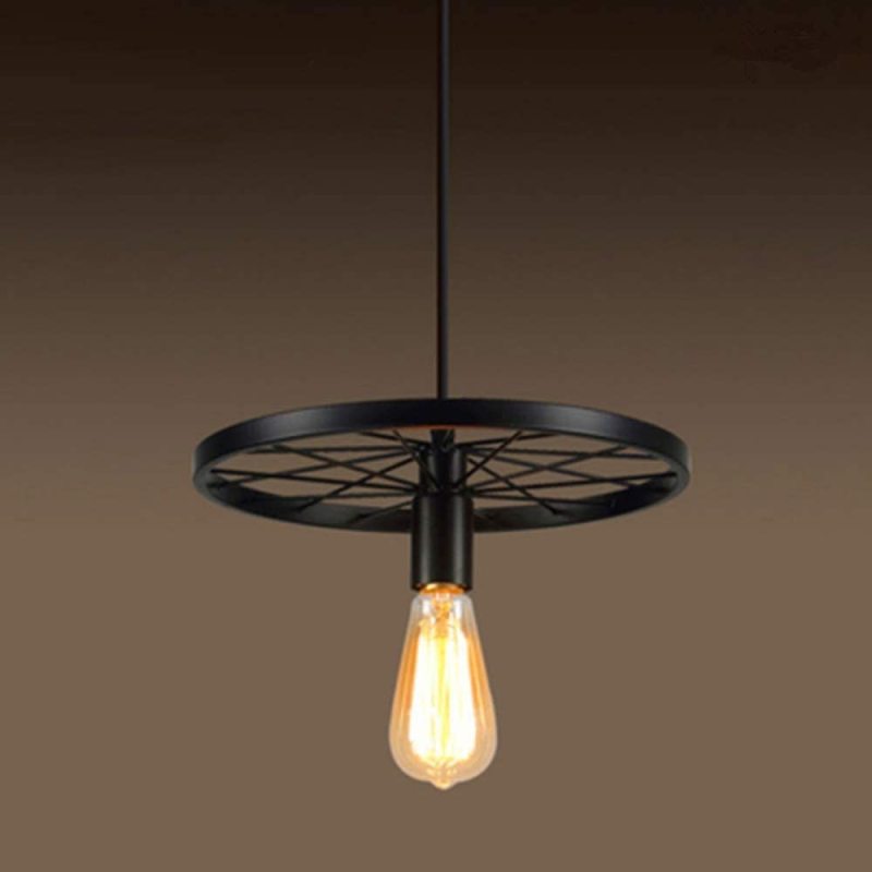 Silva Suspension Ronde Rétro, Métal, Noir/Rouille, Chambre à Coucher/Salon - Neutralighting