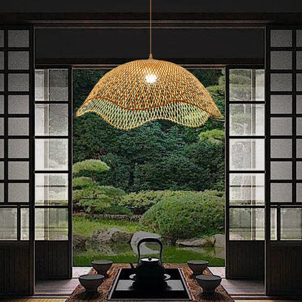 Ritta Tissu Osier Suspension Bambou Chambre à Manger Salle à Manger - Neutralighting