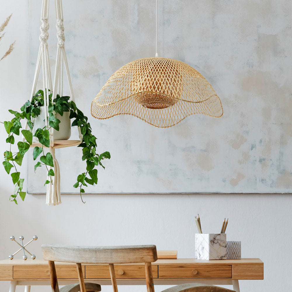Ritta Tissu Osier Suspension Bambou Chambre à Manger Salle à Manger - Neutralighting
