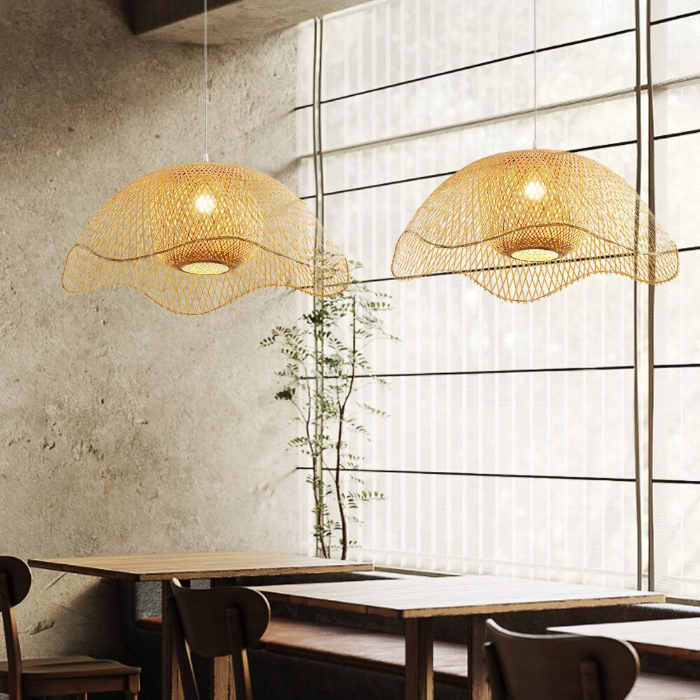 Ritta Tissu Osier Suspension Bambou Chambre à Manger Salle à Manger - Neutralighting