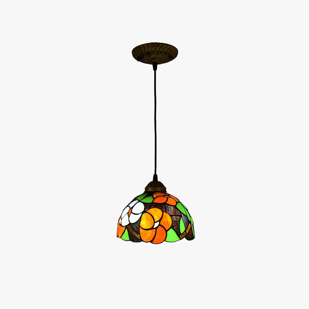 Tiffany Vintage Suspension Tachée Métal Verre Chambre À Coucher - Neutralighting