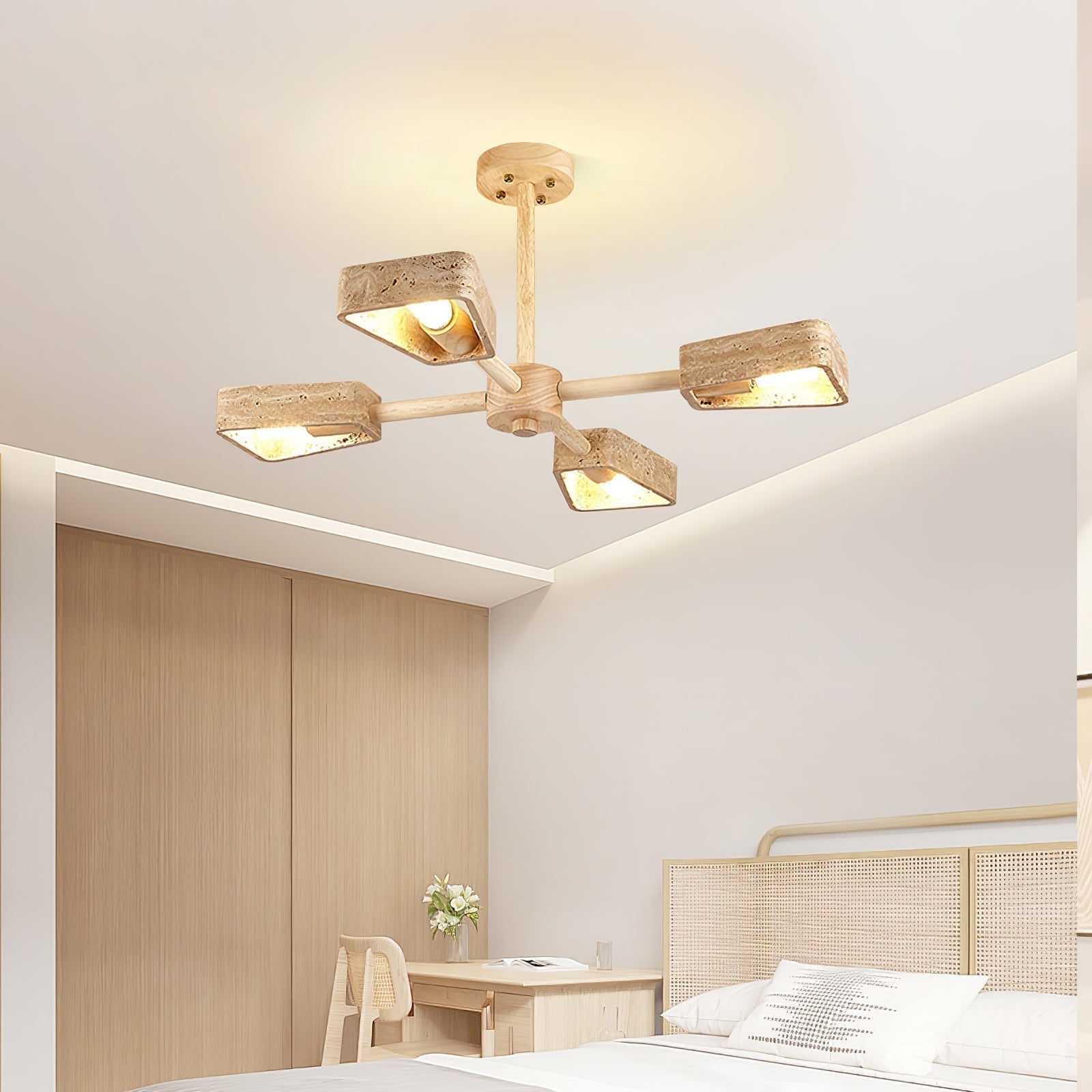 Hedra Travertone Geometric Chandelier - Neutralighting