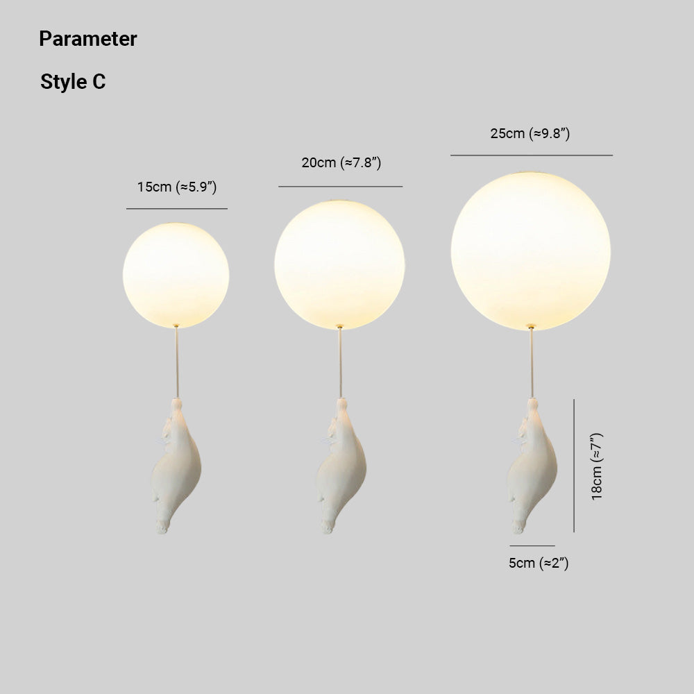 Bear Balloon Suspension/ Plafonnier Ballon Moderne Résine Chambre - Neutralighting