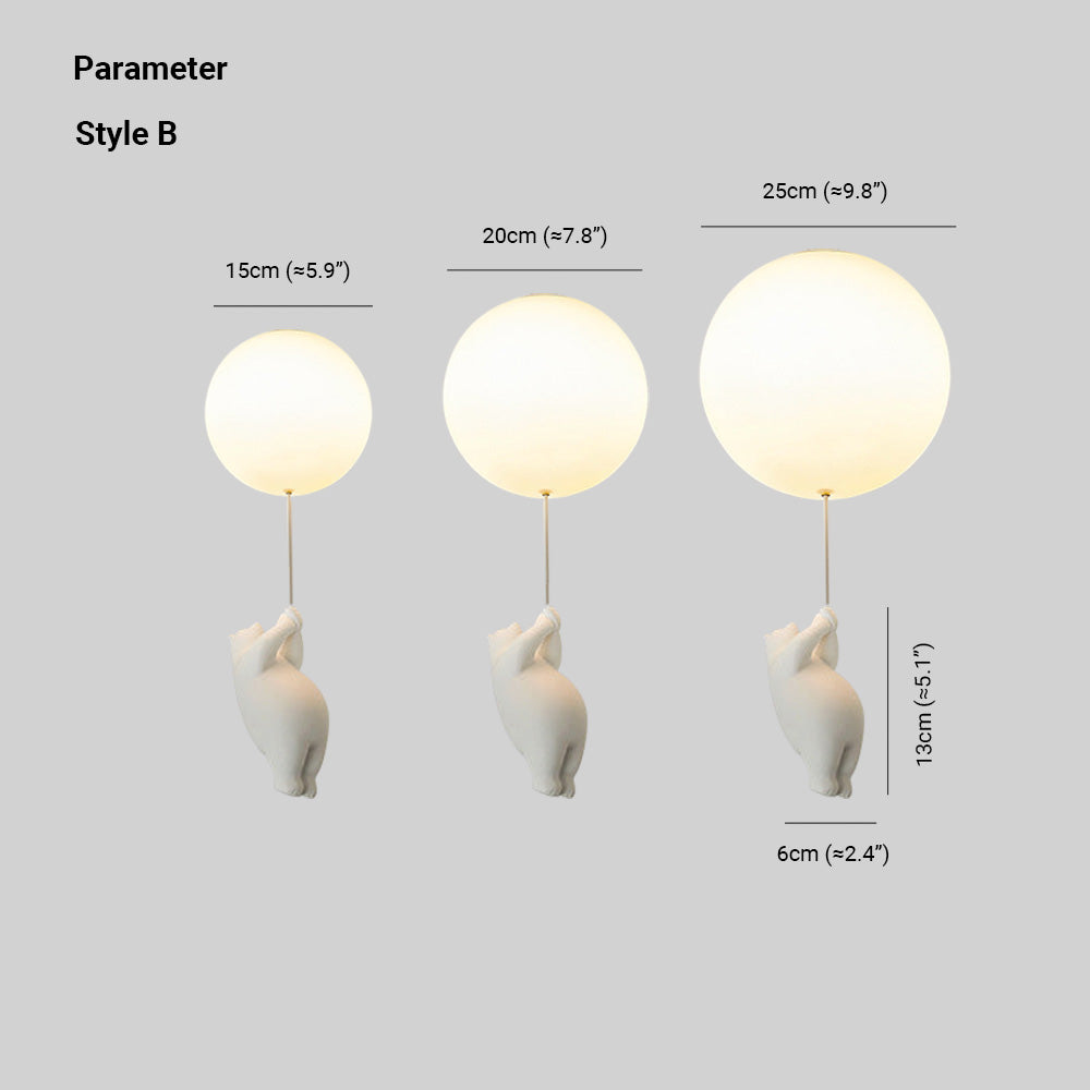 Bear Balloon Suspension/ Plafonnier Ballon Moderne Résine Chambre - Neutralighting