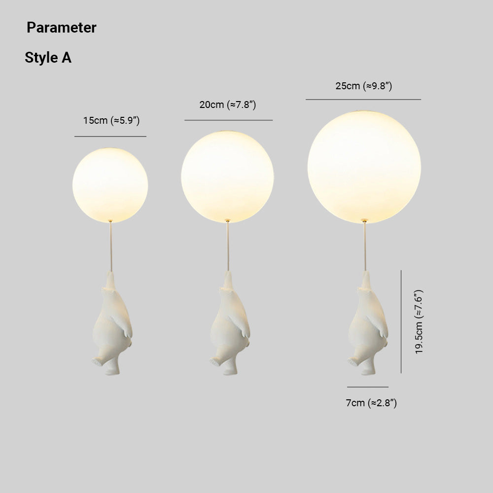 Bear Balloon Suspension/ Plafonnier Ballon Moderne Résine Chambre - Neutralighting