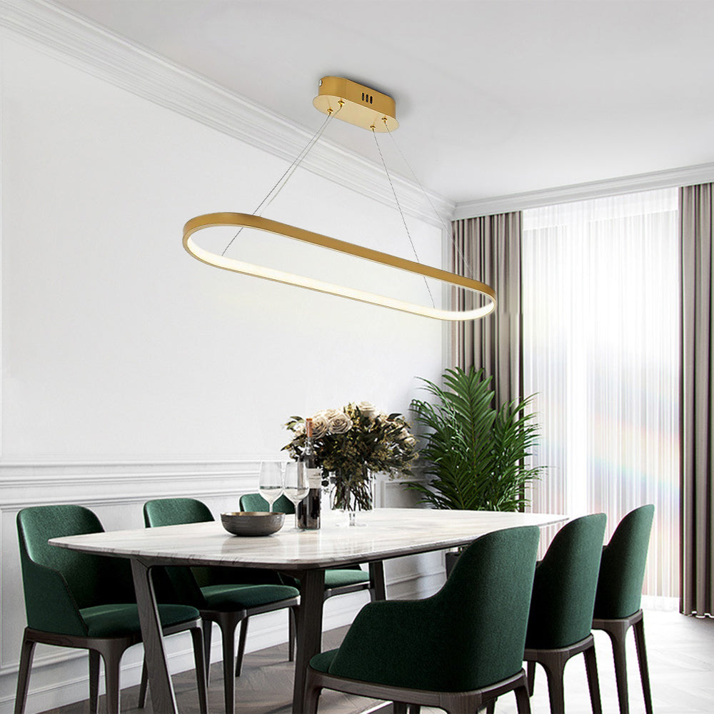 Arisha Suspension Ovale Moderne, Métal/Gel de Silice, Blanc/Noir/Or, Bar - Neutralighting