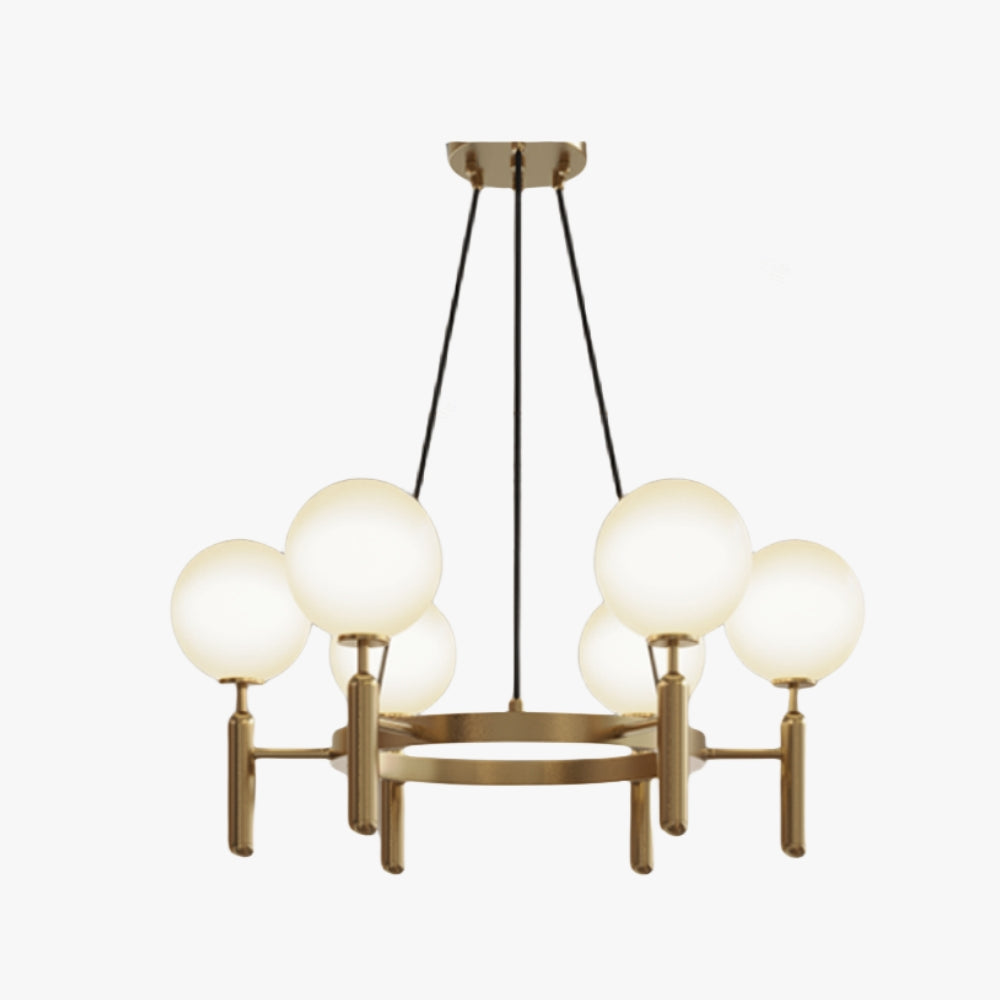 Kristy Luminaire LED Lustre Moderne Verre/Métal Doré/Blanc Salon - Neutralighting