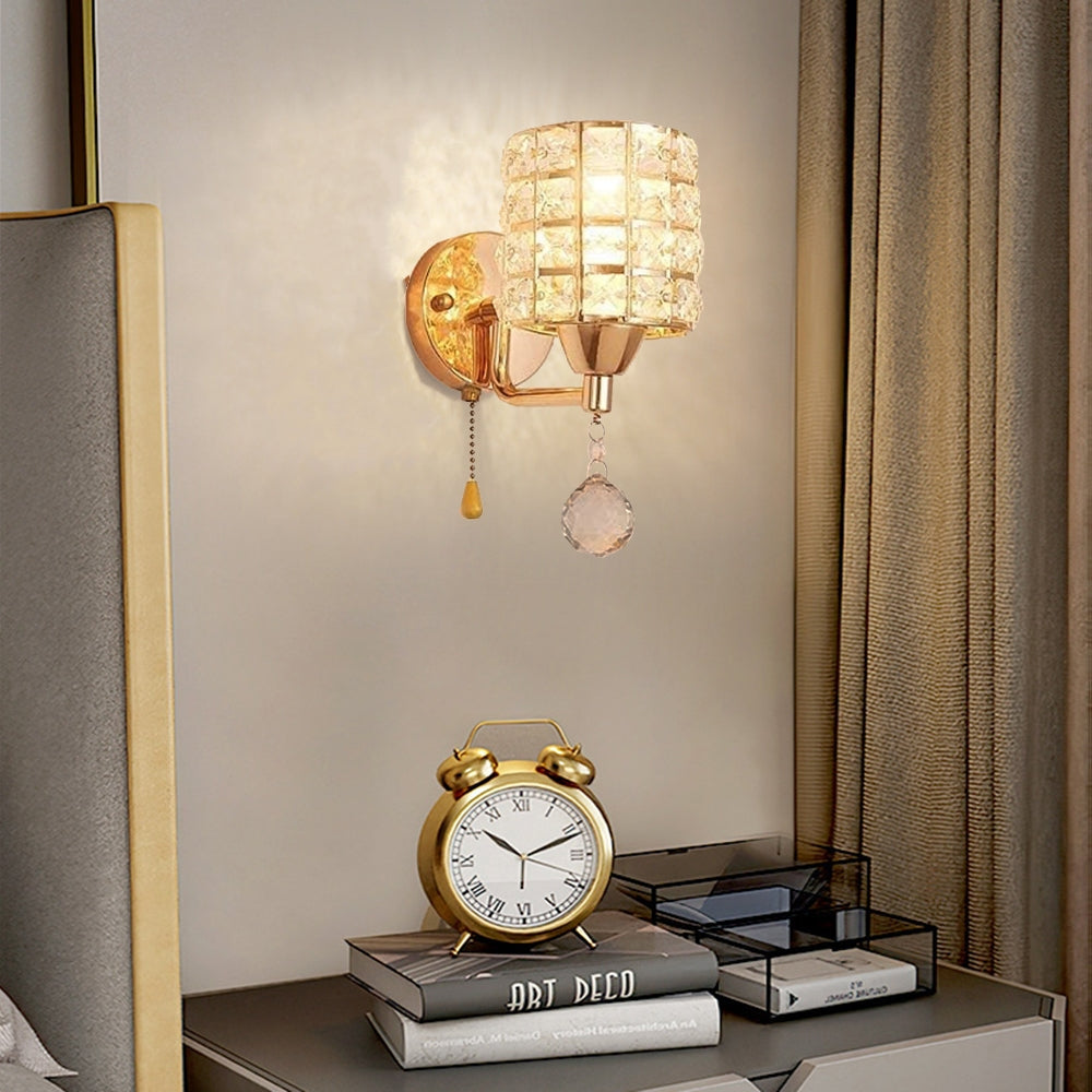 Kristy Applique Murale Cylindrique Luxe, Cristal/Métal, Or/Chromé, Salon - Neutralighting