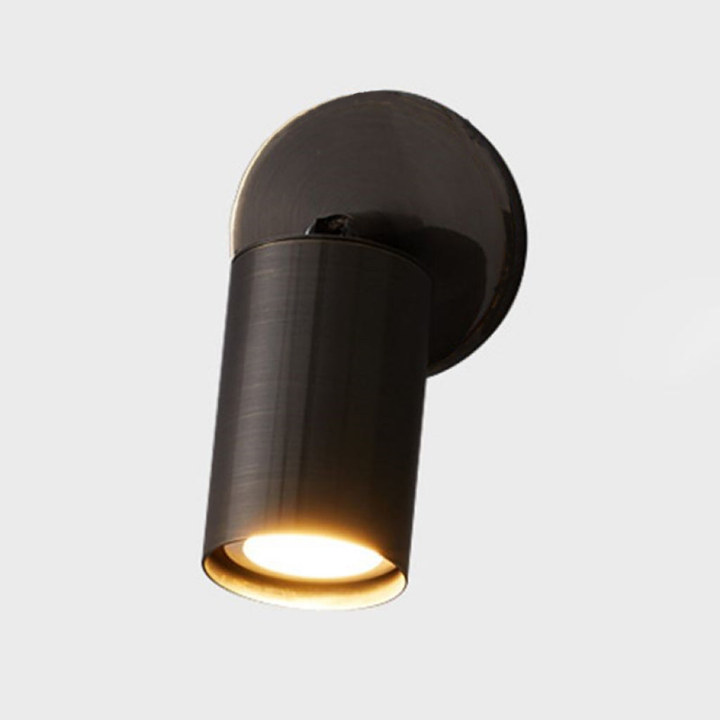 Arisha Applique Murale Cylindrique Minimaliste, Métal, Noir/Laiton, Salle de Bain - Neutralighting